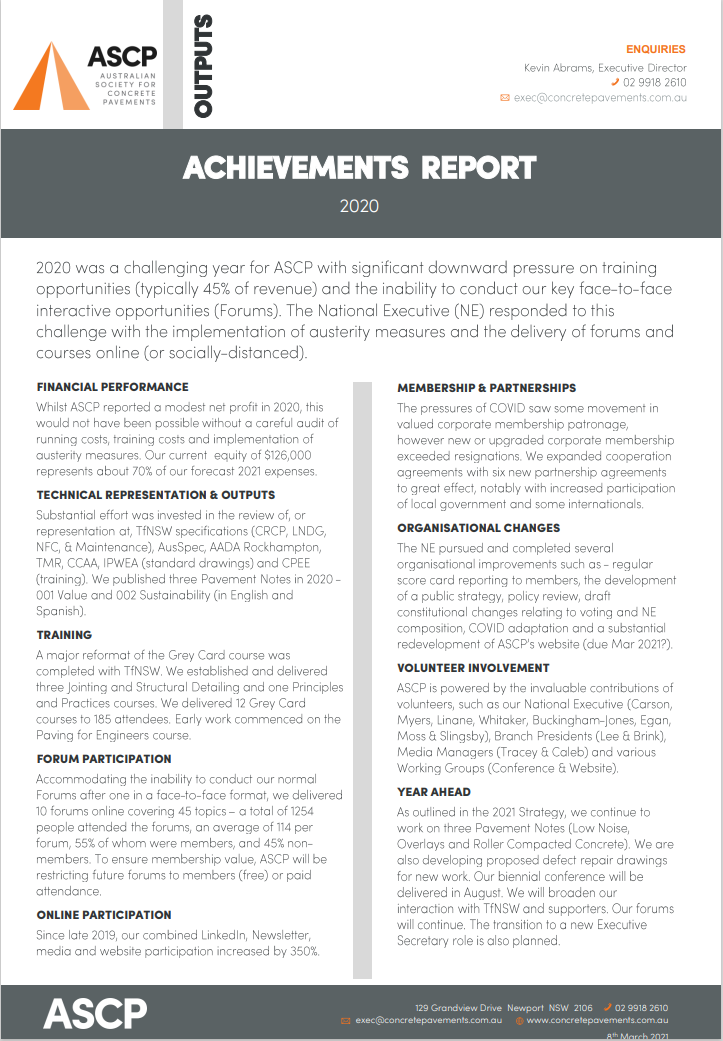 ASCP Achievements Report 2020